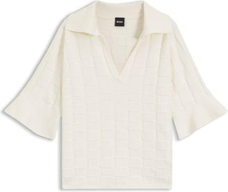 BOSS Check-texture sweater with Johnny collar