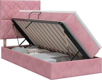 vidaXL Cama Con Almacenamiento Y Colch&oacute;n Rosa 90 X 200 Cm Terciopelo Vidaxl