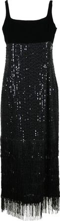 Karl Lagerfeld Black Polyester-Blend Velvet Sequin Long Dress