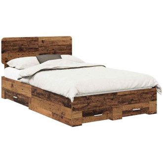 vidaXL Bed Frame with Headboard Old Wood 120 x 200 cm Engineered Wood vidaXL