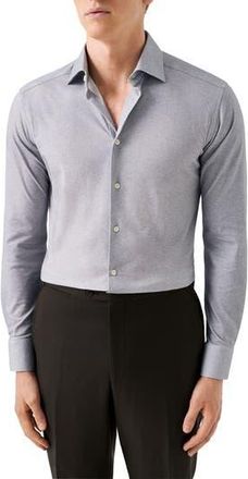 Eton Slim Fit Solid 4Flex Dress Shirt in Grey at Nordstrom Rack, Size 16.5