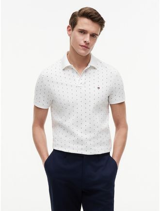 Tommy Hilfiger Mens Regular Fit Anchor Print Interlock Polo - White - M