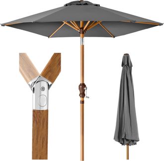Best Choice Products 10ft Outdoor Woodgrain Pattern Steel Market Patio Umbrella w/ Crank, Tilt