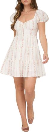 Blu Pepper Floral Print Puff Sleeve Minidress in Pink Multi at Nordstrom, Size Medium