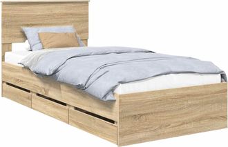 vidaXL Estructura De Cama Roble Sonoma 75 X 190 Cm Madera Ingenieril Vidaxl