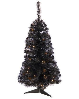 Nearly Natural 3Ft Black Artificial Christmas Tree With 50 Led Lights