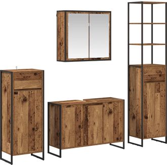 vidaXL Juego De Muebles De Ba&ntilde;o 4 Uds. Madera Vieja Vidaxl