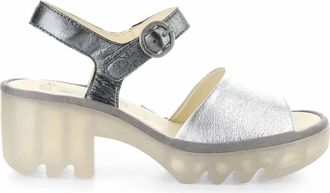 FLY London Womens Tull Platform Sandal In Silver And Graphite
