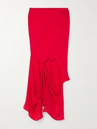 Acne Studios Gonna Midi Asimmetrica Cut-out In Seta - Rosso