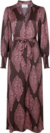 Neo Noir Midi Jurk - Dames - Casual kleedjes - Bruin - L - Kleedjes