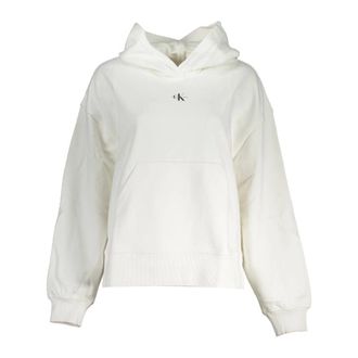 Calvin Klein White Hooded Sweatshirt with Central Pocket