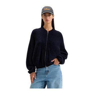 Bellerose Cardigans, female, Blue, Size: XS Oversized Knit Cardigan