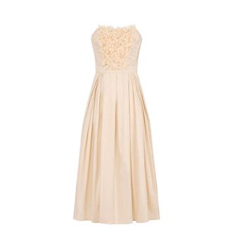 Elisabetta Franchi Party Dresses, female, Beige, Size: M Ottoman Dress