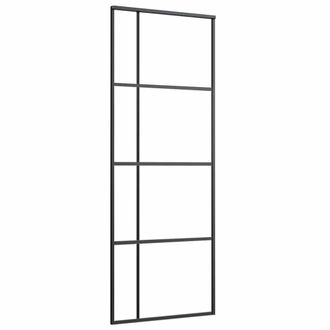 vidaXL Vidaxl - Puerta Corredera Esg Vidrio Y Aluminio Negra 76x205cm