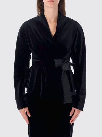 Alberta Ferretti Blazer corto a vestaglia in velluto con chiusura a nodo