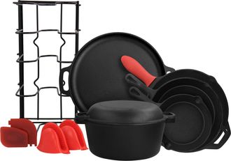 MegaChef 12 Piece Round PreSeasoned Cast Iron Cookware Set