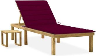 vidaXL Tumbona De Jard&iacute;n Con Mesa Y Coj&iacute;n De Madera De Pino Impregnada Vidaxl