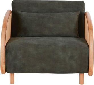 Maisons du monde Sillón cama de 1 plaza de terciopelo verde