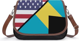 Generic USA And Bahamas Flag Small Womens Crossbody Bags Shoulder Handbag with Adjustable Strap for Travel
