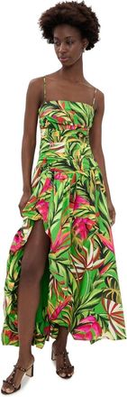 Farm Rio Farm Rio Womens Tropical Dream Green Maxi Dress in Orange