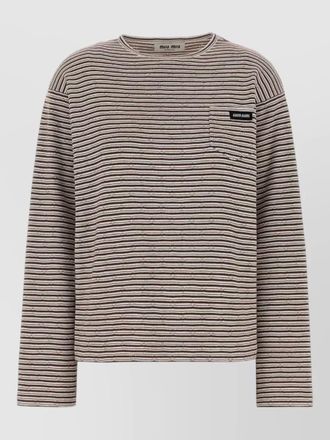 Miu Miu embroidered cotton blend oversized striped t shirt