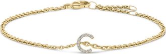 House of Brilliance 10K Gold Diamond Accent A-Z Initial Charm and Link Bracelet in Yellow | C at Nordstrom