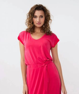 Esqualo Tecia Turn Up Sleeve T-Shirt In Magenta