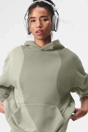 Alo | Make Waves Hoodie in Limestone Tonal Green, Size: S WOMEN/XS MEN