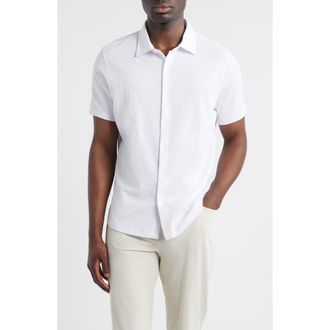 Robert Barakett Manny Short Sleeve Knit Button-Up Shirt in White at Nordstrom, Size Xx-Large