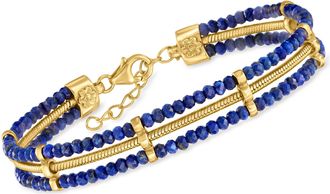 Ross-Simons Lapis Bead and Snake-Chain Bracelet in 18kt Gold Over Sterling