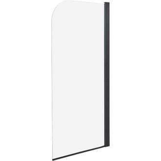 Beliani Mampara De Ducha Minimalista De Vidrio Templado Transparente Ajustable Negro 140 X 70 Cm Lapan