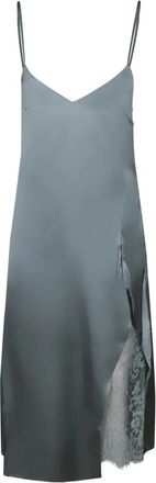 Acne Studios Kleedjes, Dames, Groen, S, Satijn, Glanzend grijs satijn. Verstelbaar