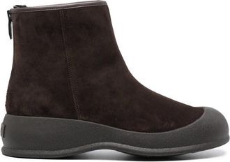 Bally Brown Textured Rubber Cap Suede Ankle Boots