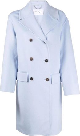 Ferragamo Double-Breasted Trenchcoat - Dames - Mantel - Blauw - S - Wol - Jassen