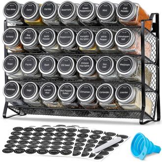 OEM Estante De Malla De Cuatro Niveles Para Especias, Para Montaje En Pared, Con Capacidad Para 28 Botes De Especias. Venta Directa De F&aacute;brica
