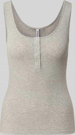 Pieces Slim Fit Tank Top aus Bio-Baumwoll-Mix Modell KITTE in Hellgrau Melange, Gr&ouml;&szlig;e XS