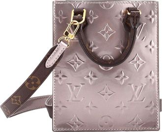 Louis Vuitton Silver Monogram Vernis & Monogram Canvas Petit Sac Plat Bag (Authentic Pre-Loved)