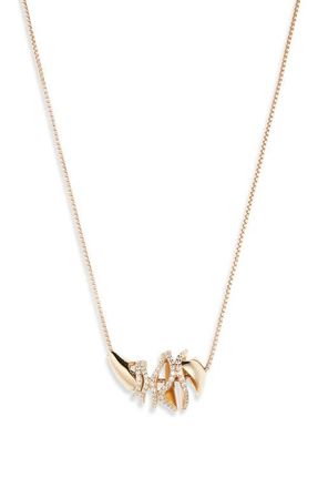 Bottega Veneta Sardine Pav&eacute; Pendant Necklace in Gold/White at Nordstrom