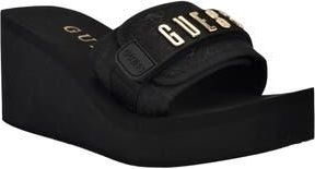 Guess Dellean Platform Wedge Sandal in Black 001 at Nordstrom Rack, Size 10