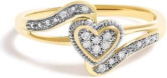 House of Brilliance 10K Yellow Gold Diamond Accent Filigree Heart Promise Ring at Nordstrom, Size 8