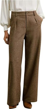 Pepe Jeans London Elegante Trinity Broek - Dames - Wijde Broeken - Bruin - L - Broeken