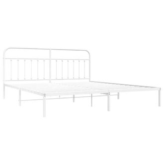 Berkfield Home Metal Bed Frame with Headboard White 193x203 cm