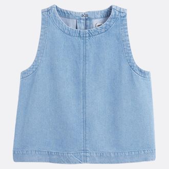 La Redoute Collections Mouwloze denim top met ronde hals