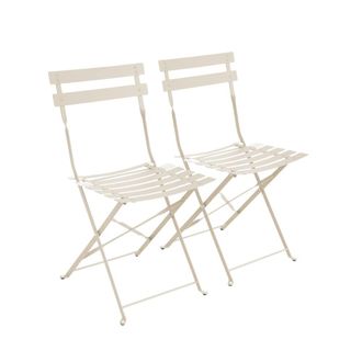 Sweeek Silla de jard&iacute;n plegable de metal, set de 2, beige