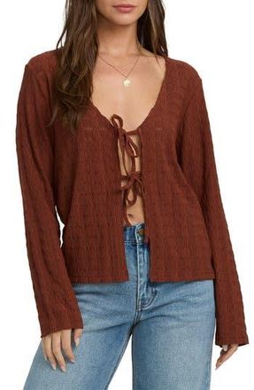 Billabong Havana Tie Front Knit Top in Concrete Sea Wash at Nordstrom Rack, Size X-Small