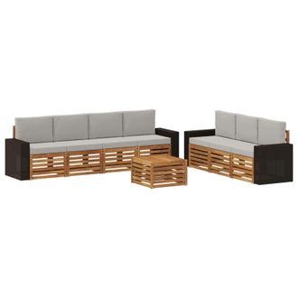 vidaXL Juegos De Sof&aacute;s Con Coj&iacute;n 8 Pcs Madera De Acacia S&oacute;lida Vidaxl
