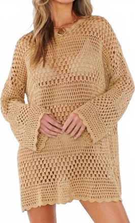 Show me your Mumu Paula Pullover Crochet Mini Dress In Latte Cream