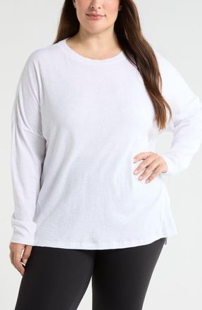 Zella Ease Up Rib Oversize T-Shirt in White at Nordstrom, Size 2X