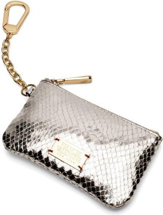Frances Valentine Bitsy Snakeskin Embossed Metallic Leather Key Chain Card Holder in Silver at Nordstrom