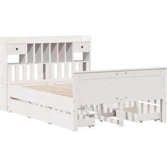 vidaXL Bookcase Bed without Mattress White 140x190 cm Solid Wood Pine Vidaxl